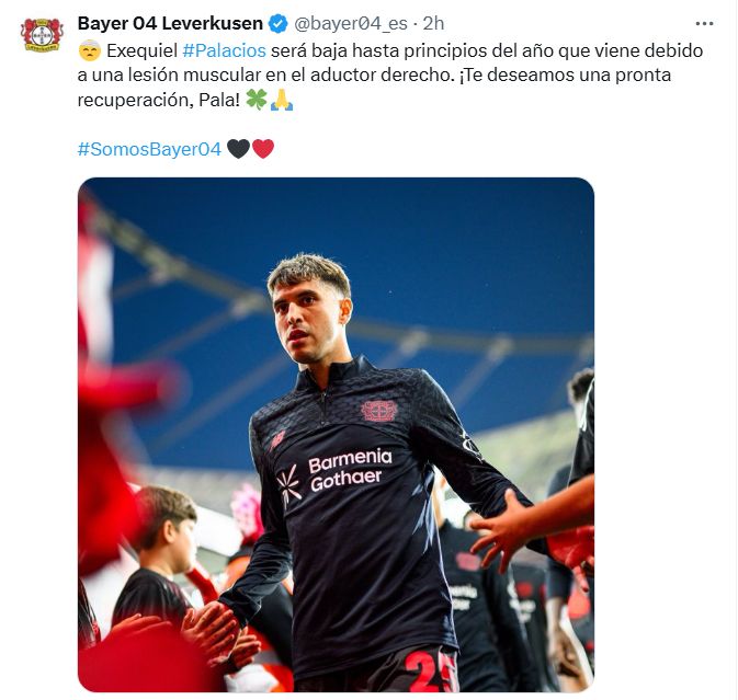 Exe Palacios lesión Leverkusen posteo en x