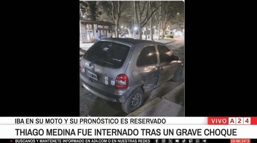 Imagen de cómo quedó el auto que chocó con Thiago Medina