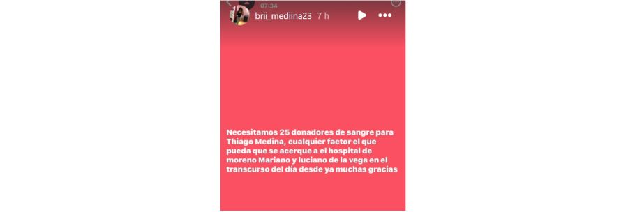 Piden donadores de sangre para Thiago Medina