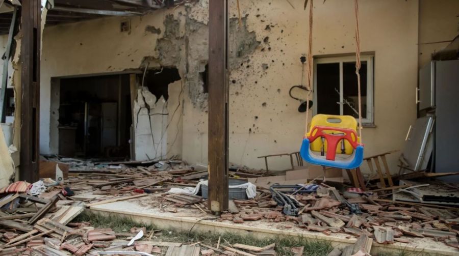 Casa destruida en el kibutz Be'eri