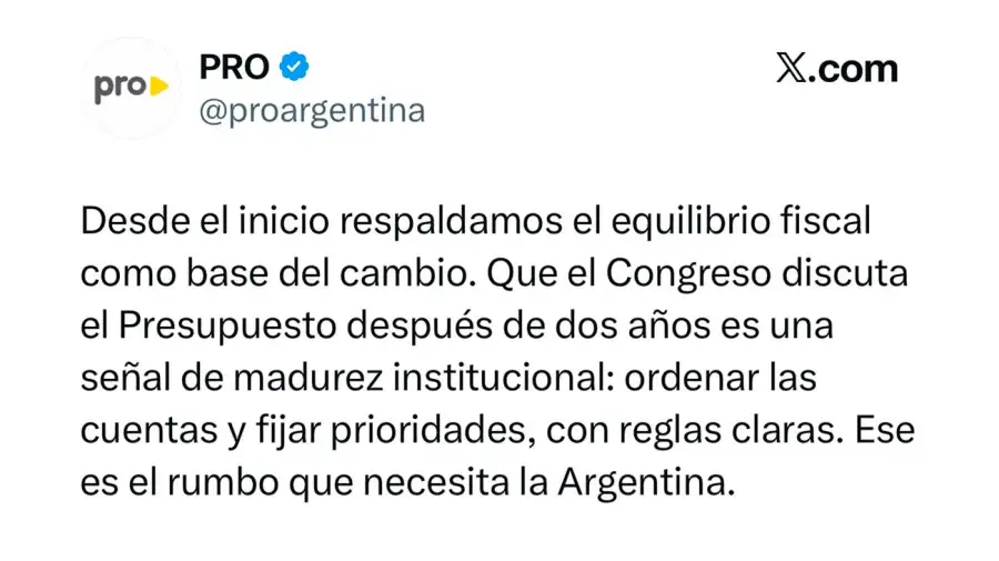 El PRO respaldó el presupuesto de Milei 16092025