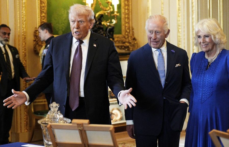 Donald Trump, el rey Carlos III y la reina Camila