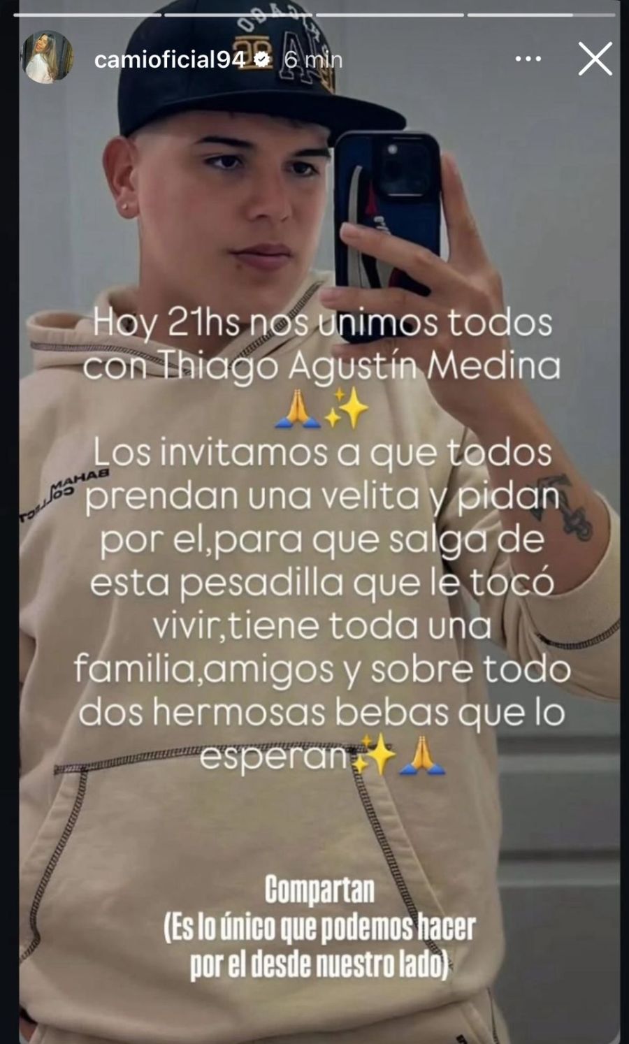 El pedido de Camila, la hermana de Thiago Medina