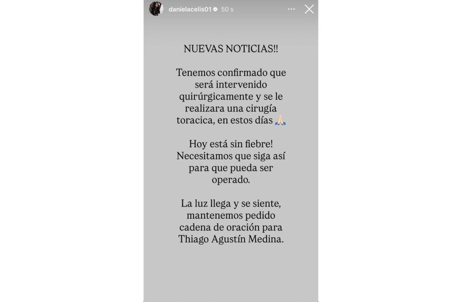 Daniela Celis sobre la salud de Thiago Medina
