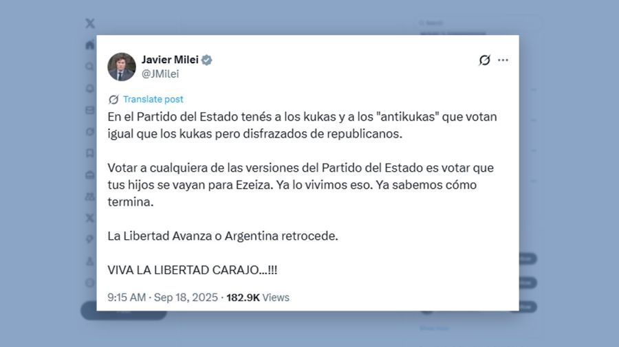 Posteo Javier Milei 18092025