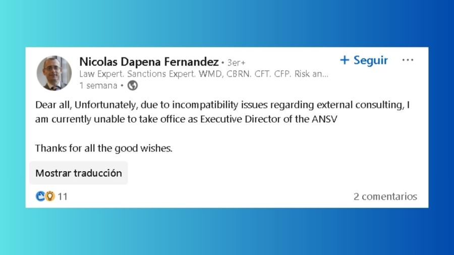 Renuncia de Nicolás Dapena Fernández en Linkedin