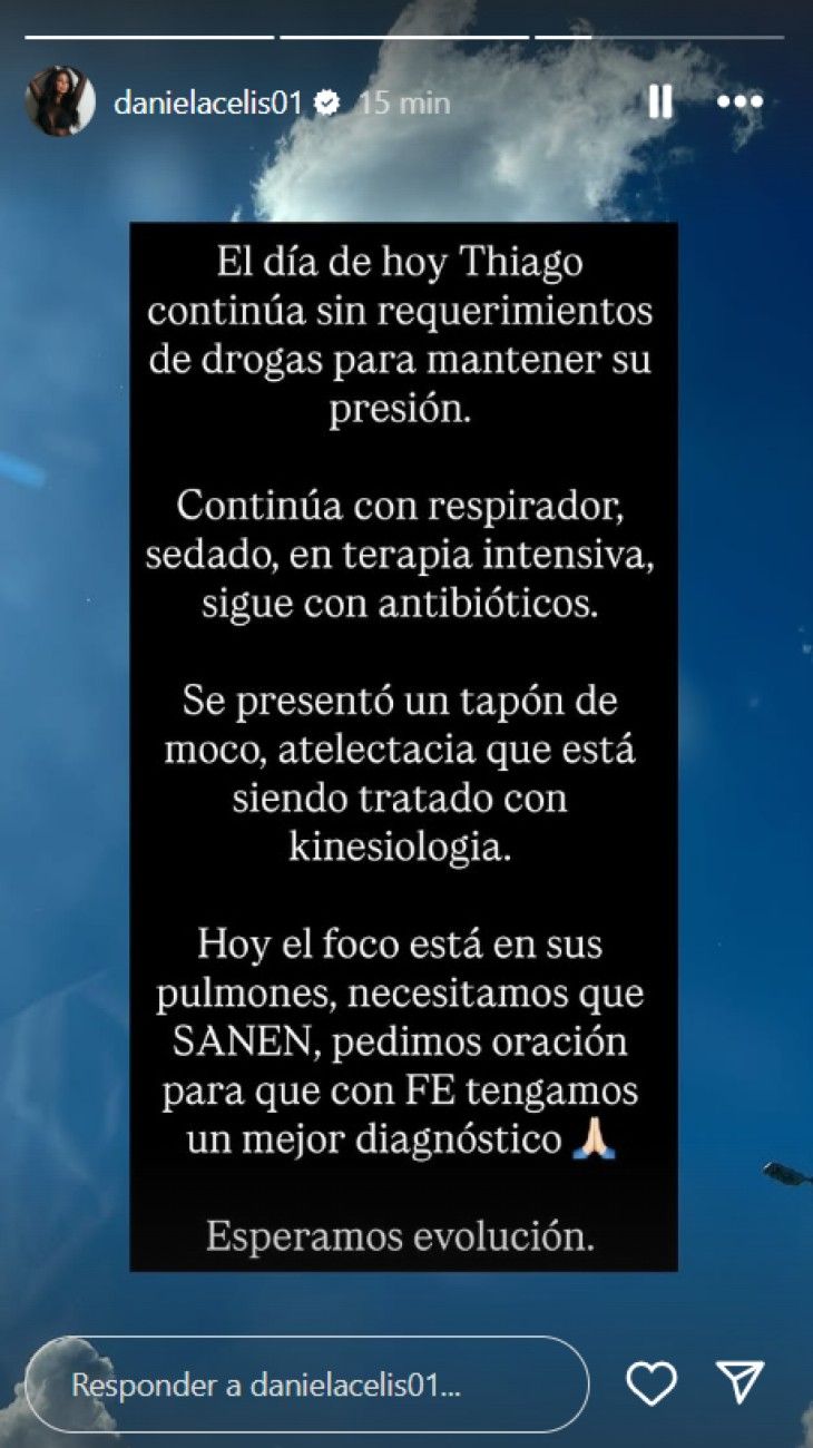 Actualización sobre la salud de Thiago Medina