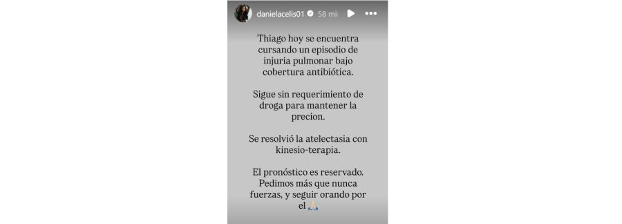 Daniela Celis sobre la salud de Thiago Medina