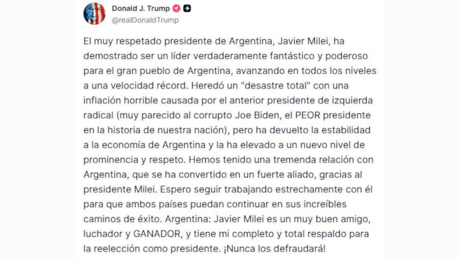 Trump y Milei en X 20250923