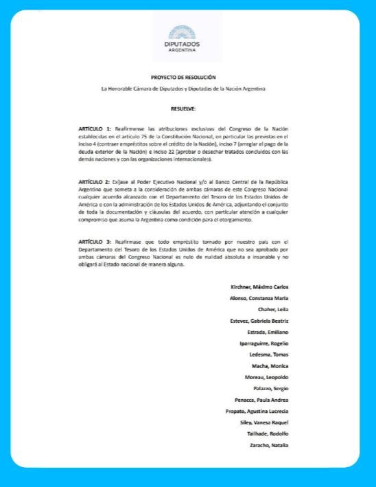 Comunicado Unión por la Patria ante el préstamo de Estados Unidos a la Argentina