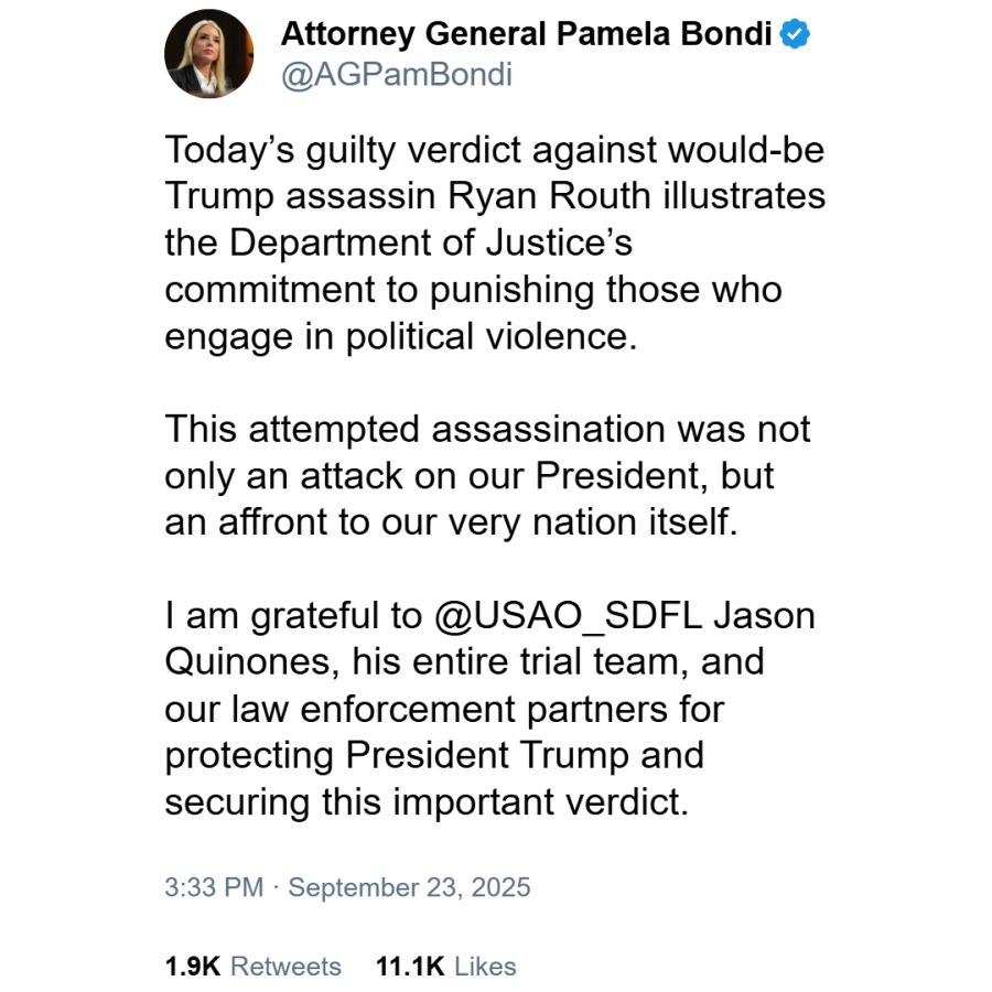 Pam Bondi sobre la condena que recibió el hombre que atentó contra Trump