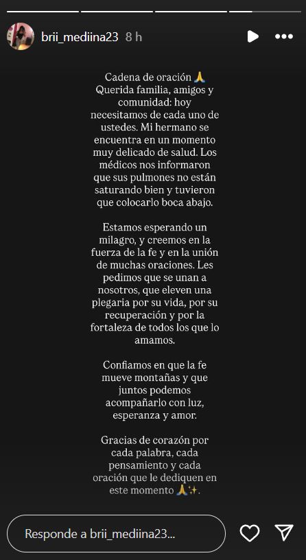 Revelaron detalles del estado crítico que atraviesa Thiago Medina: 
