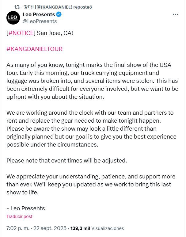 Robo a Kang Daniel en Estados Unidos