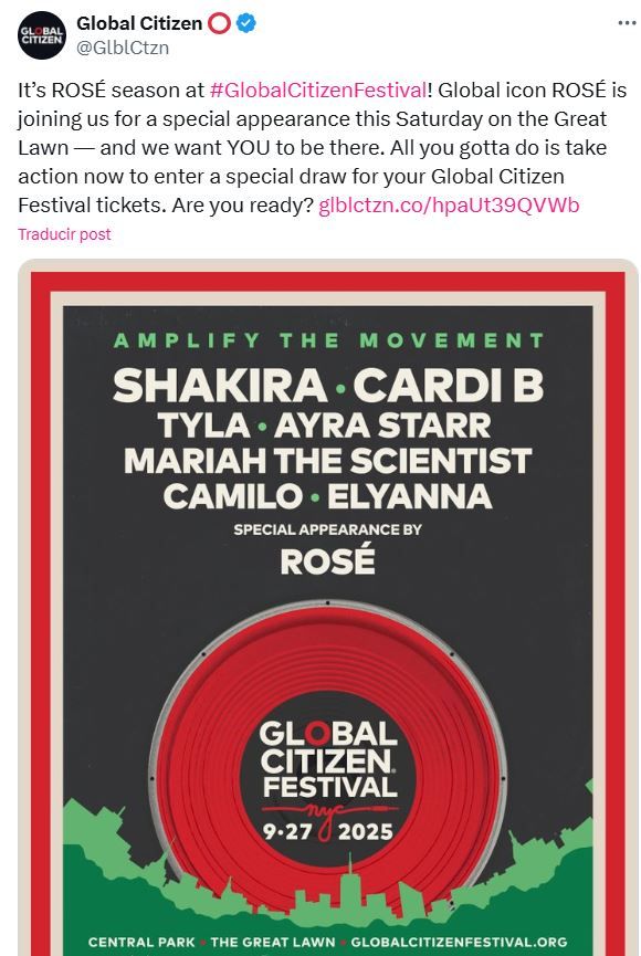 Rosé en el Global Citizen Festival 2025