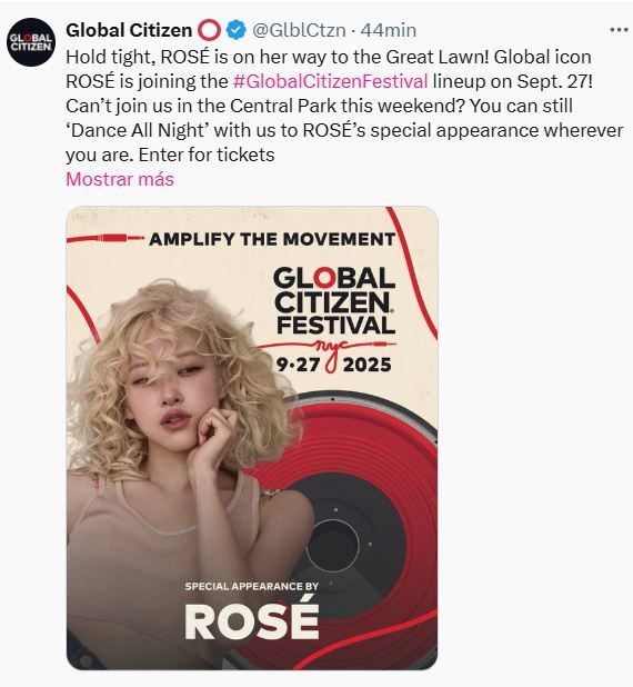 Rosé en el Global Citizen Festival 2025