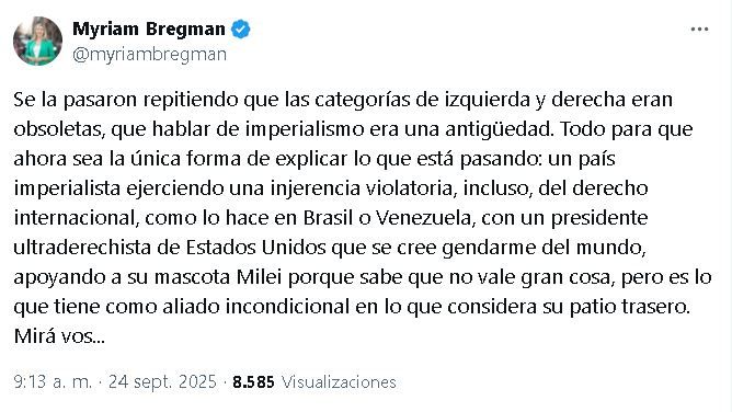 Tuit Myriam Bregman