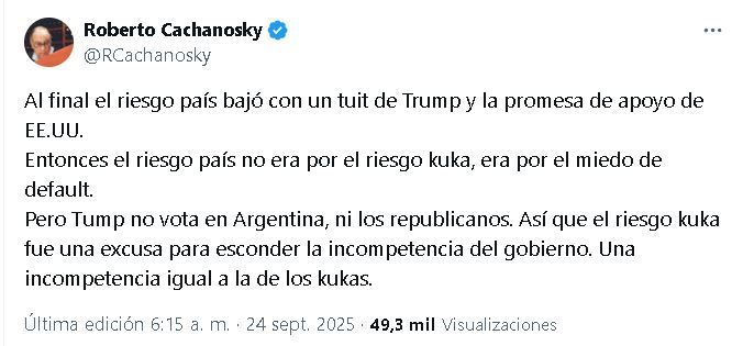 Tuit Roberto Cachanosky