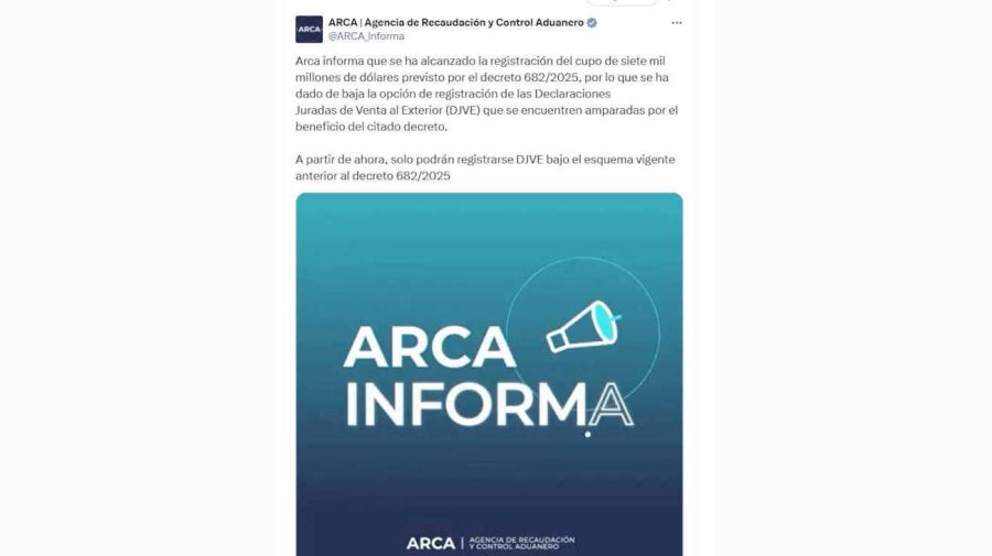 ARCA agencia de Recaudación y Control Aduanero X 20250924