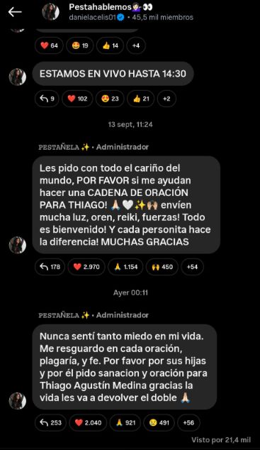 El desgarrador descargo de Daniela Celis por la salud de Thiago Medina: 