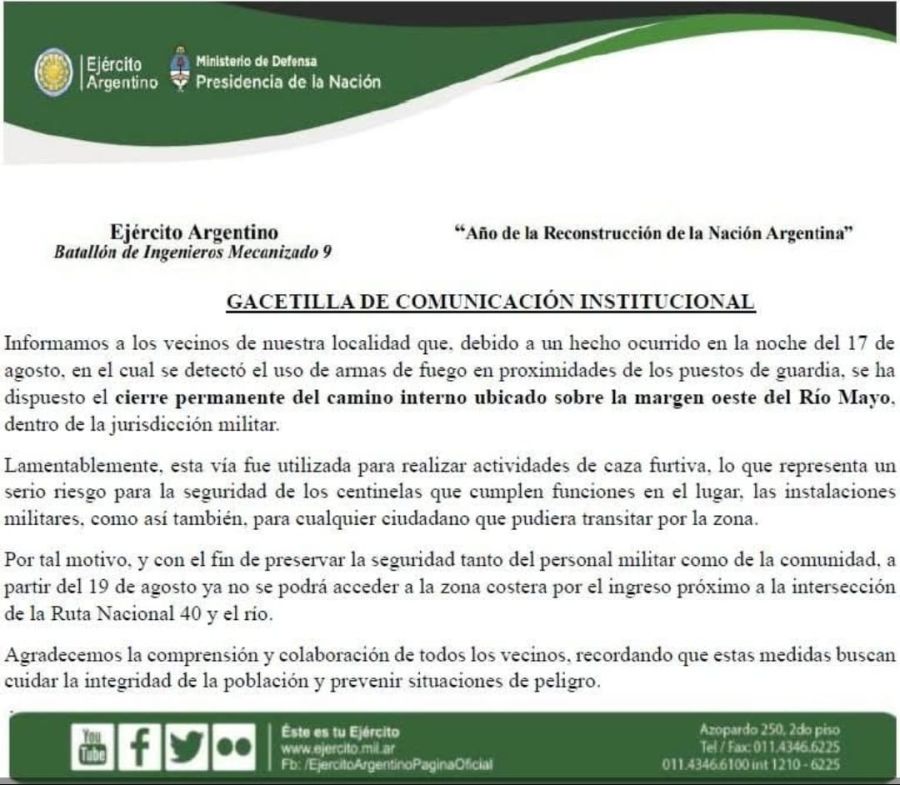 Comunicado Ejército