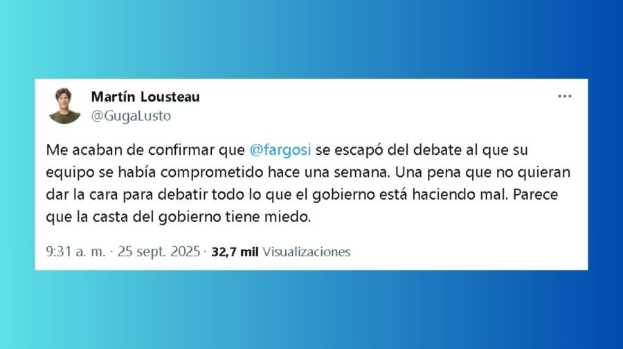 Martín Lousteau cuestionó en X a Alejandro Fargosi por bajarse del debate de candidatos a diputados en TN