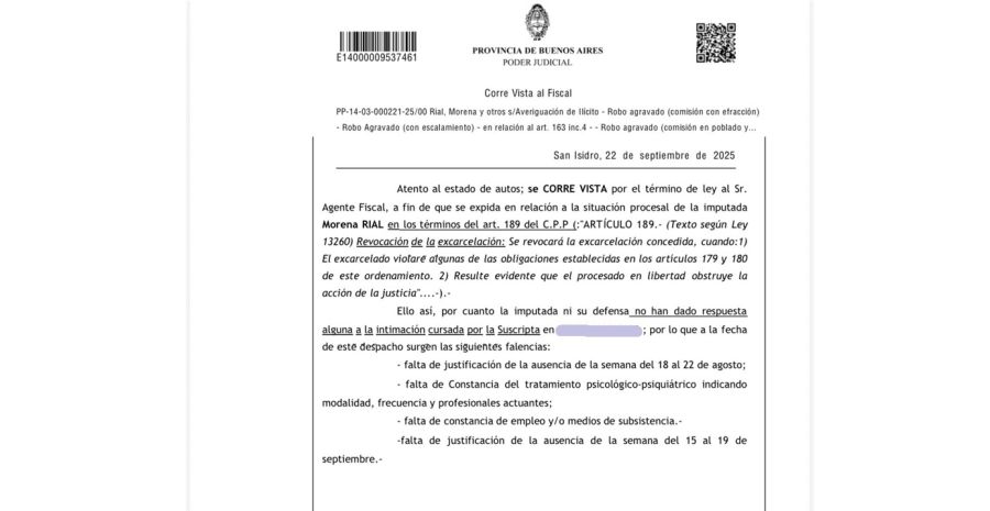 Piden revocarle la excarcelación a Morena Rial