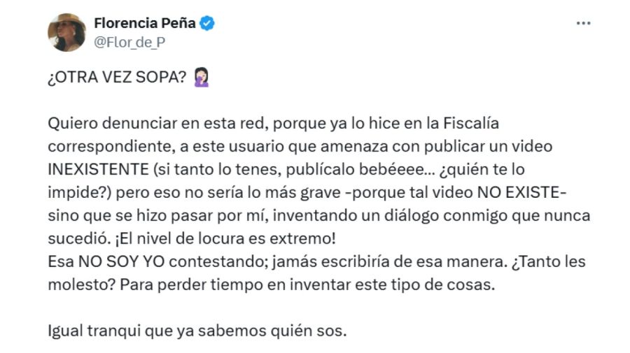 Florencia Peña contra un tuitero