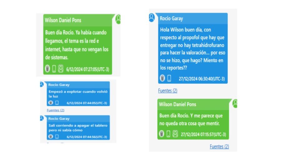 Chats entre empleados de los laboratorios HLB y Ramallo 30092025