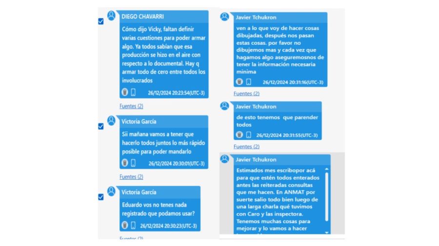 Chats entre empleados de los laboratorios HLB y Ramallo 30092025
