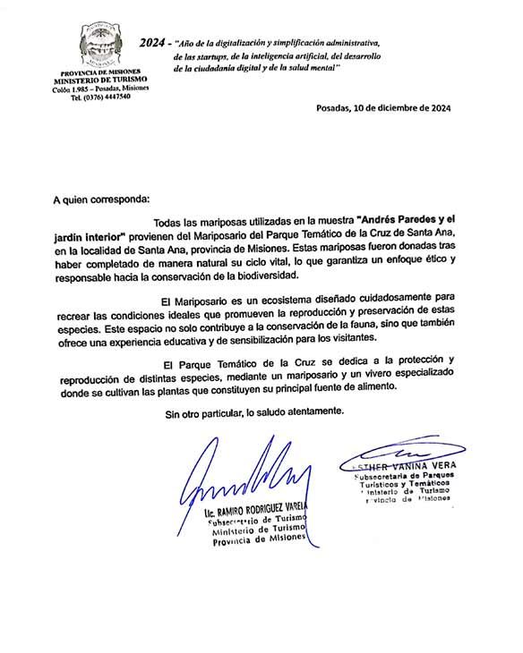 Constancia del uso de mariposas correntinas 30092025