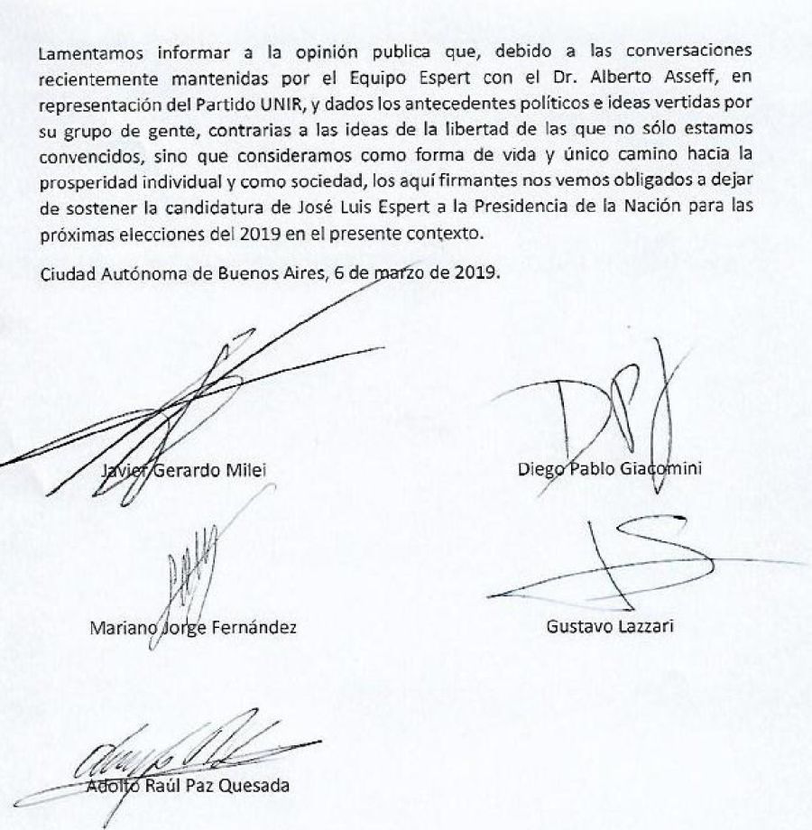 La causa de Espert, defendido por Oneto y Spagnuolo, con Milei de testigo