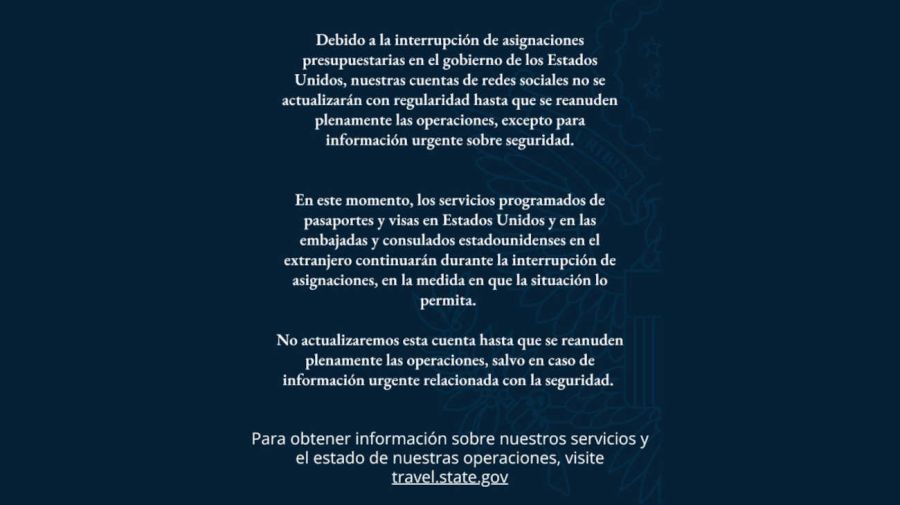 Comunicado de la Embajada de Estados Unidos 