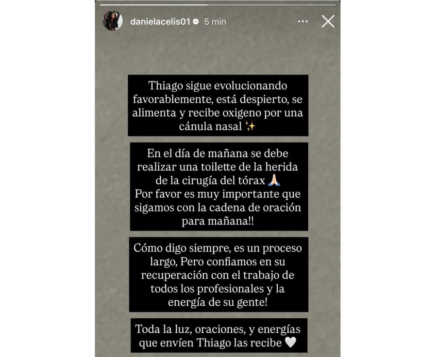 Daniela Celis sobre los avances en la salud de Thiago Medina