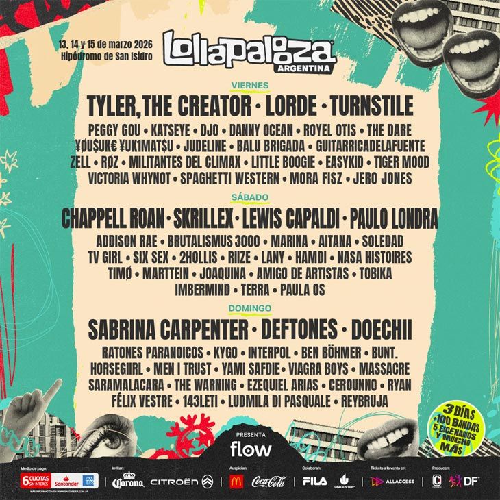 Line up Lollapalooza 2026 01102025