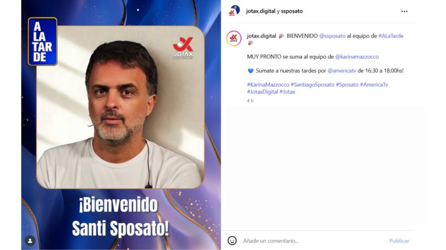 Santiago Sposato se incorpora a A la tarde