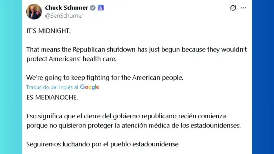 Tuit Chuck Schumer