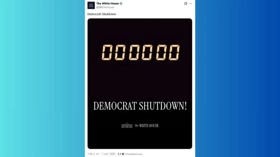 Tuit de la Casa Blanca anuncia el inicio del shutdown del gobierno estadounidense
