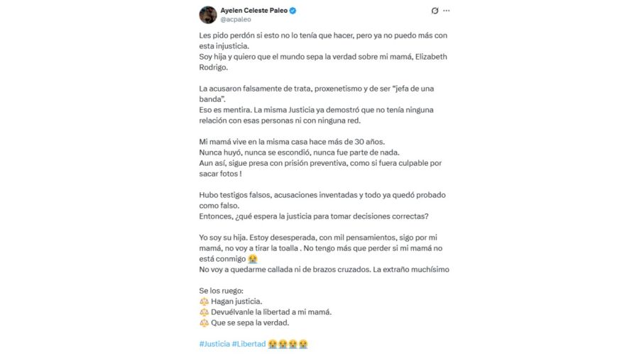 El desesperado pedido de Ayelén Paleo por su mamá