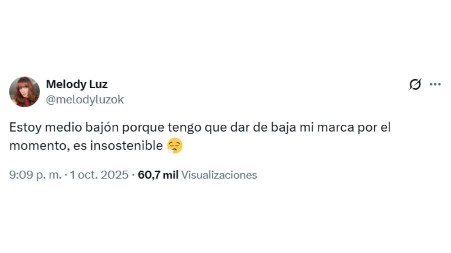 Melody Luz cerró su negocio