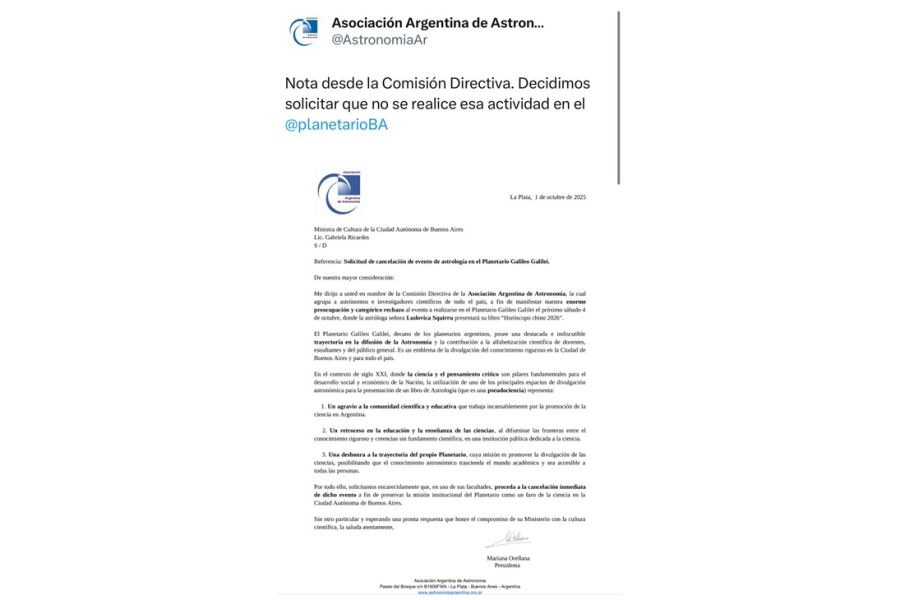 Se canceló la presentación del libro de Ludovica Squirru en el Planetario