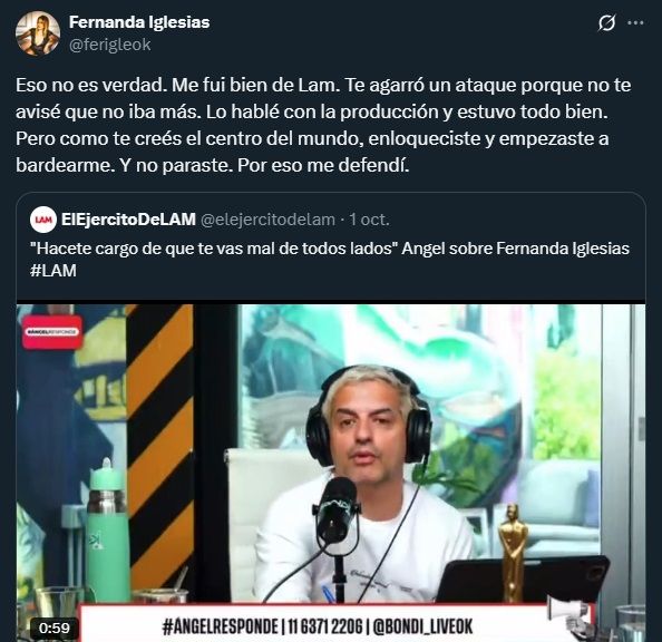 Fernanda Iglesias contra Ángel de Brito