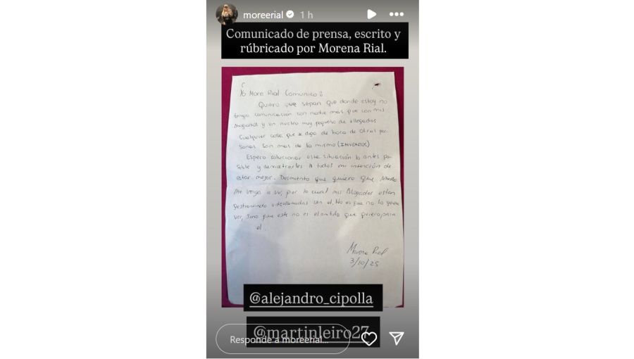 La carta de Morena Rial desde la cárcel