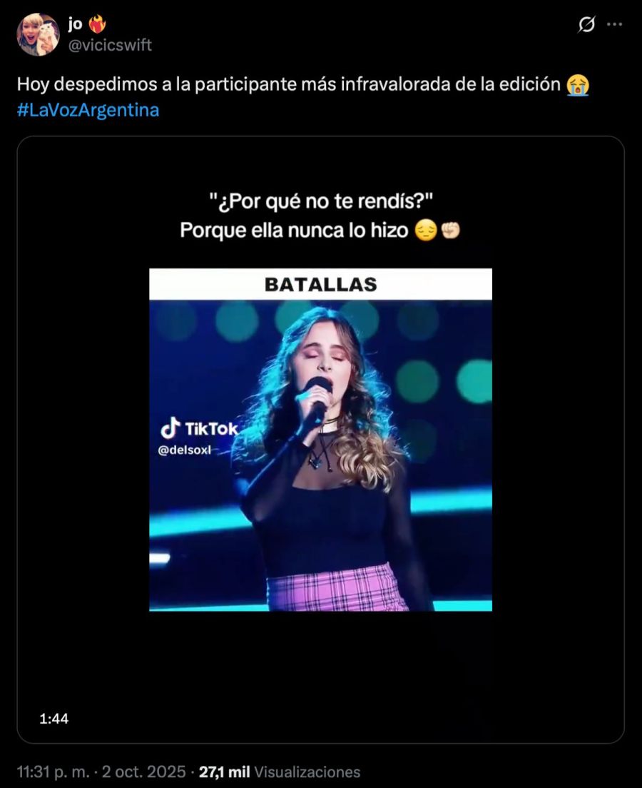 La lapidaria reacción de las redes sociales a la eliminación de Valentina Otero