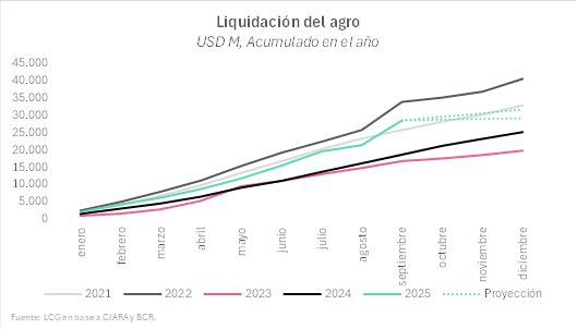 Liquidación del agro, dólares acumulados. 