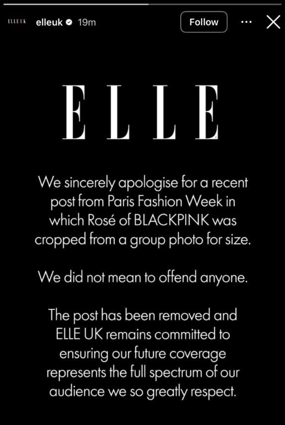 Polémica con Elle UK por racismo contra Rosé