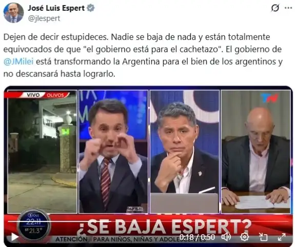 Posteo de Espert contra TN