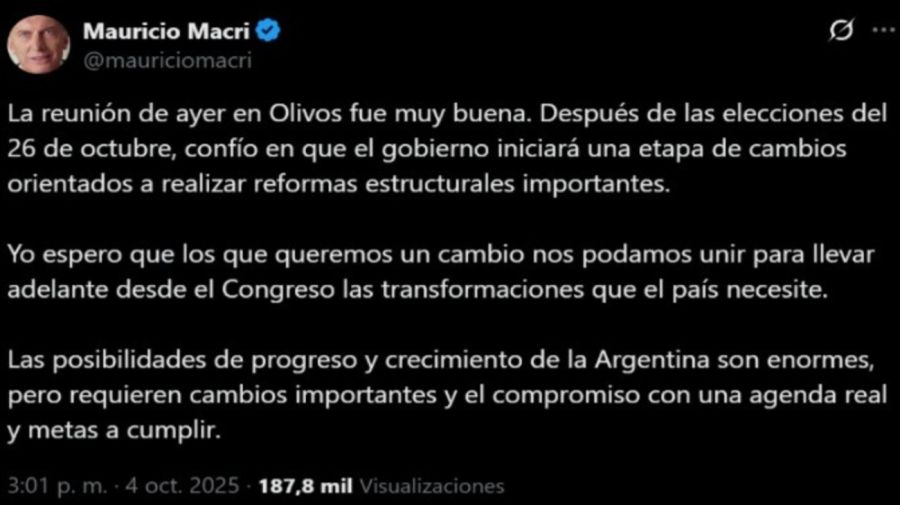 Posteo de Macri