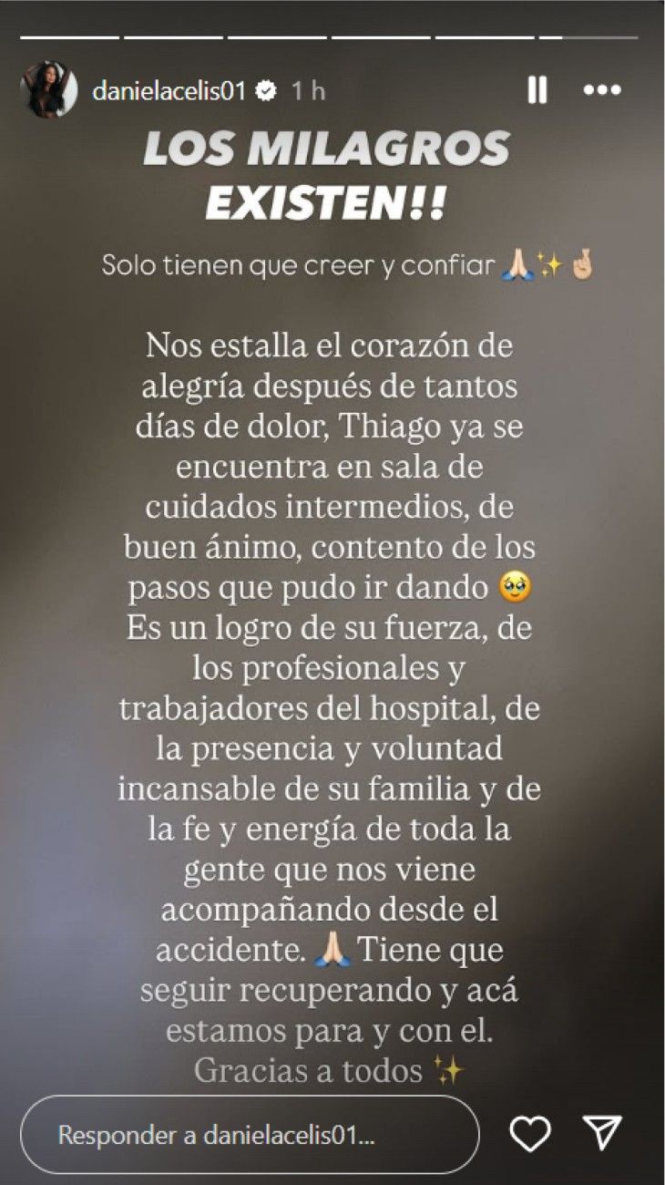 Daniela Celis sobre la evolución de Thiago Medina