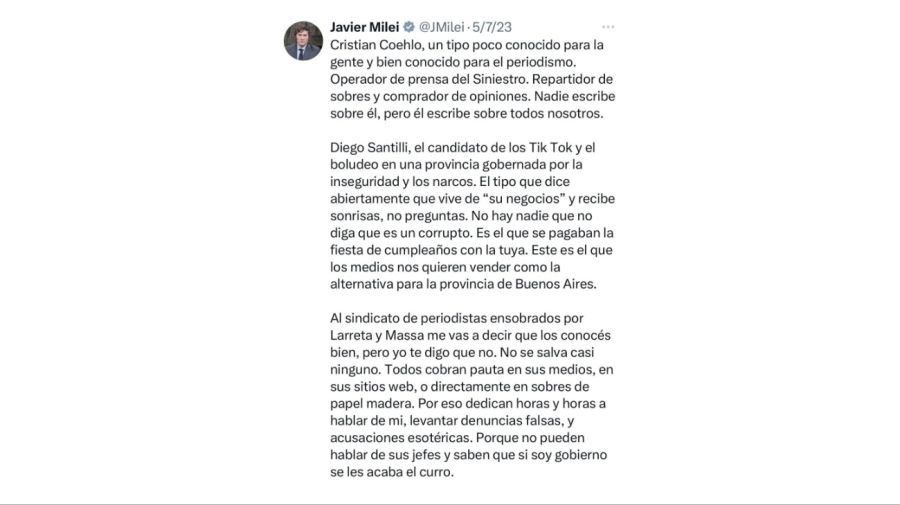 Archivo Milei contra Santili 2023