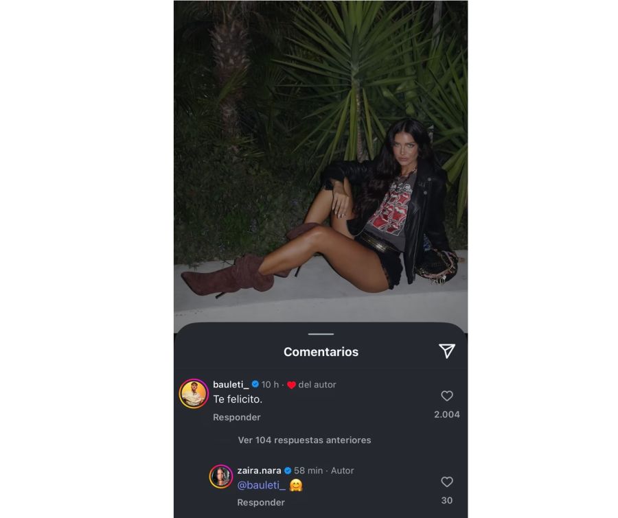 El intercambio entre Zaira Nara y Bauletti